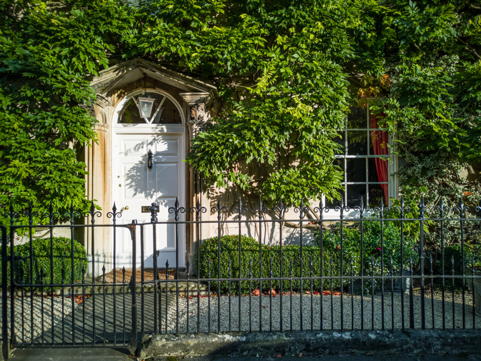 Front of English house in autumn